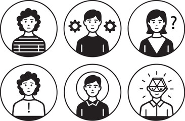 Self Acceptance Challenges icon set. flat vector silhouette.
