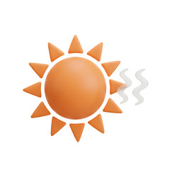 Stylized 3d sun icon emitting heat waves isolated on transparent background