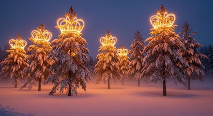 Majestic Christmas Trees Adorned with Royal Crowns of Light