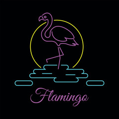 Summer time with flamingo,sunset refection neon pink