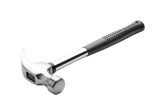Shiny chrome claw hammer, essential construction and repair tool. isolated on transparent background - Powered by Adobe