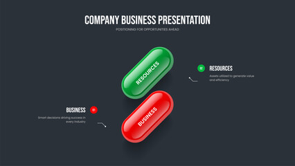 Creative Plan 2 Option Infographic Frame Design. Visual Overview Two Step Diagram Presentation Template. Investor Portfolio Slide Layout Vector Illustration.