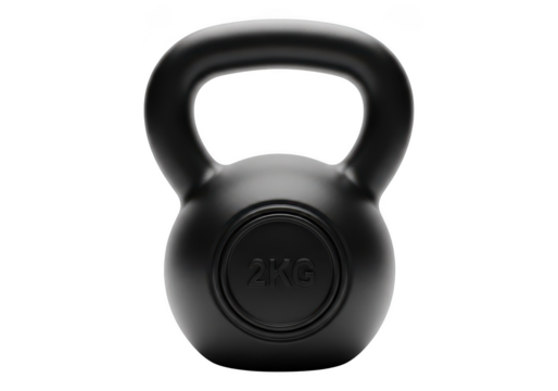 Black kettlebell isolated on transparent background