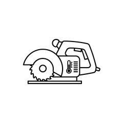 Circular Saw Outline - Power Tool with Blade Guard and Temperature Gauge Detail.