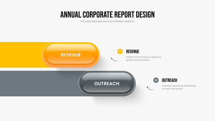 Consulting Growth 2 Step Infographic Slideshow Design. Modern Planning Frame Template Vector Illustration. Professional Development Two Element Diagram Slide Layout.