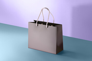 Brown paper glossy shopping bag mockup