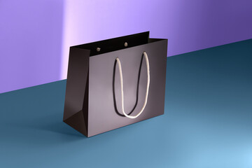 Brown paper glossy shopping bag mockup