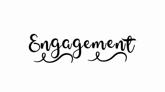 Engagement cursive elegant text lettering handwritten calligraphy animation, animated lettering reveal celebration isolated for invitation wedding greeting card video black type on white backdrop bg