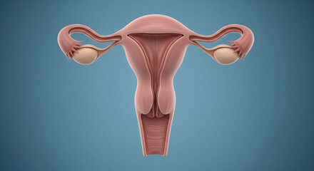 Modelo 3D minimalista do útero feminino – conceito do sistema reprodutor feminino, foto médica.