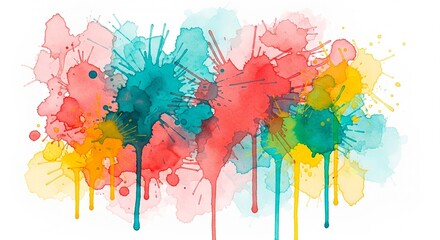 Colorful watercolor splashes in vibrant rainbow colors representing artistic creativity and fun