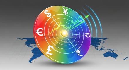 Global Currency Trends and Financial Market Growth Visualization for Investment Strategy