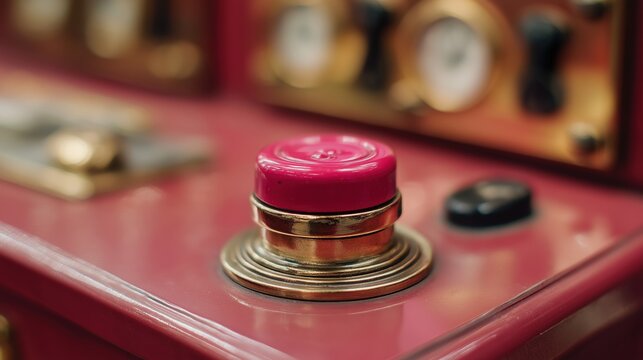 Close-up Vintage Red Control Panel Button - Powered by Adobe
