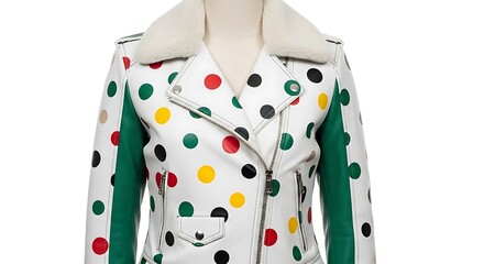 Jacket with colorful polka dot pattern