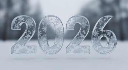 Crystal Ice Numbers 2026 Snowflakes Winter Season Celebration Background
