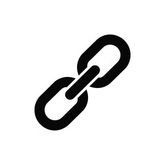 A simple black chain link icon is displayed on a white background.