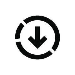 A black circular arrow points downward, indicating a decrease in value or direction.