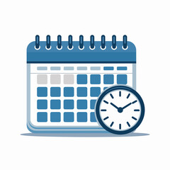 A calendar and clock representing time and scheduling concepts.