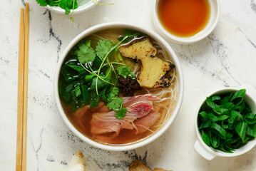 Vietnamese beef soup Pho. top veiw.style hugge