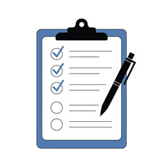 Clipboard with a checklist and pen, indicating completed tasks.