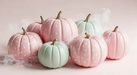 Pumpkin pastel pink and green decor