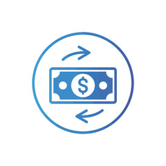 Illustration of a money exchange symbol with circular arrows indicating transfer.