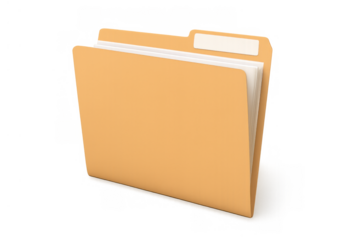 Manila office folder with tab storing documents. Organizing business files, data, and information in an archive