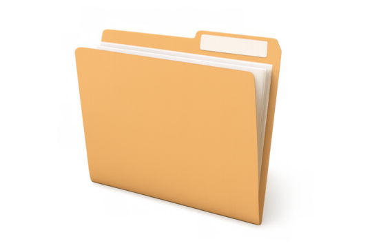 Manila office folder with tab storing documents. Organizing business files, data, and information in an archive