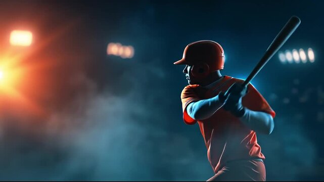 A baseball player holding a bat in front of a stadium
