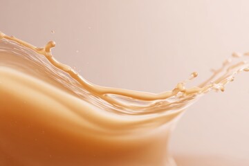 28. abstract liquid splash for premium beverage ad, clean aesthetic, golden hour tone, clean background for typography, generic props only