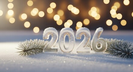 2026 is here! Welcome the new year with frosted numbers and sparkling bokeh lights