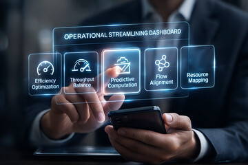 Businessman Interacting With Operational Streamlining Dashboard Interface