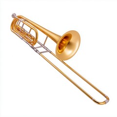 Obraz premium Golden Trombone Isolated on White Background