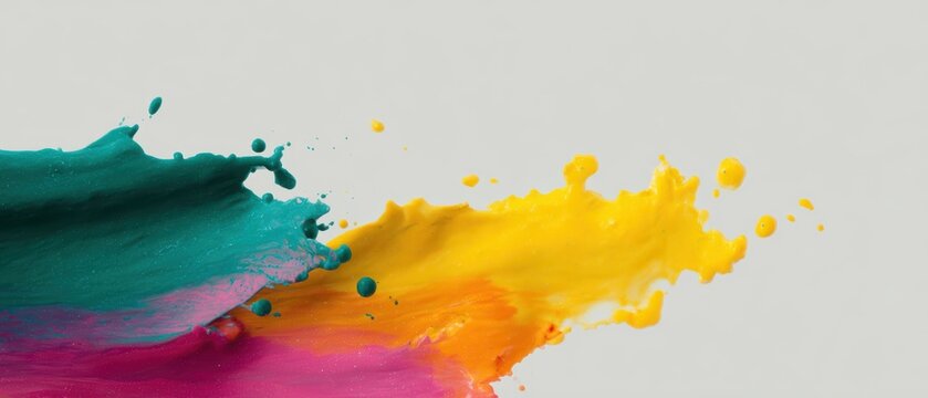 117. dynamic splash of colorful paint for art ad, premium look, natural window light, ample space for text, generic props only