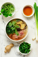 Vietnamese beef soup Pho. top veiw.style hugge