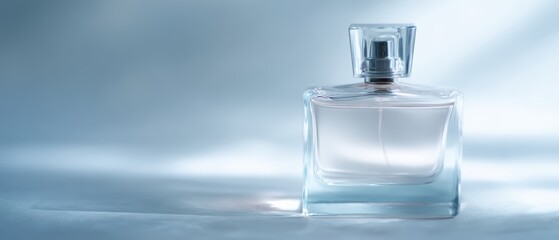 152. perfume bottle with glass reflections and soft shadows, clean aesthetic, soft diffused glow, clean background for typography, ideal for commercial use