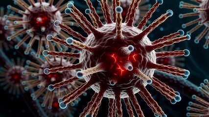 Detailed corona virus microscopic view for medical research and health education purposes only - Powered by Adobe