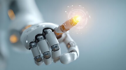 Robot hand touching a digital interface futuristic technology concept artificial intelligence and automation in modern industry