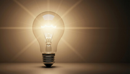 The glowing lightbulb shines, a beacon of creativity and innovation in a world of ideas. This image captures the spark of innovation, a symbol of potential and inspiration.