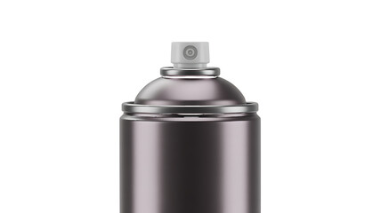 Top of Metallic Spray Can with White Nozzle on White aerosol isolated on a transparent background