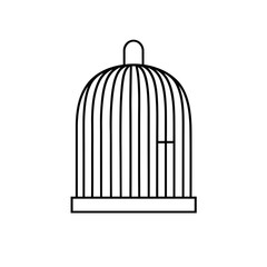 Empty birdcage illustration with simple line art design  