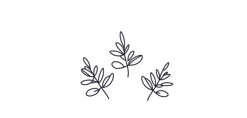 Hand-drawn leaves illustration in minimalist line art style  