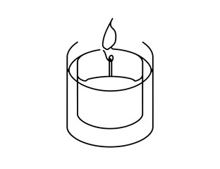 Minimalist line drawing of a candle with a flame  