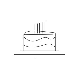 Minimalist birthday cake illustration with candles on a white background  