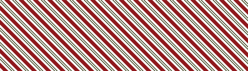 Christmas candy stripe banner background with diagonal red and white festive lines, holiday pattern for seasonal design, winter decoration, website header, and digital projects