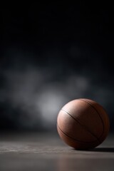 Obraz premium 465. basketball on court under spotlight, premium look, gentle key and fill light, clean background for typography, ideal for online ads