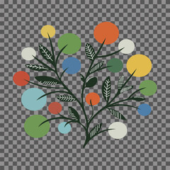 Abstract illustration of a plant with colorful circles