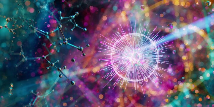 Stunning molecular structure visualization with vibrant colors ideal for science and technology presentations