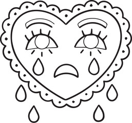 Crying Heart Tattoo Stencil T-shirt Print