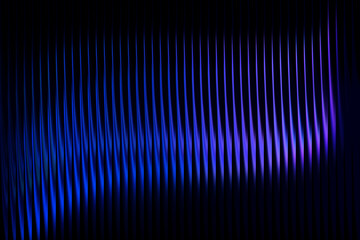 Abstract wavy lines of light in shades against a dark background, glass gradient, neon vertical stripes