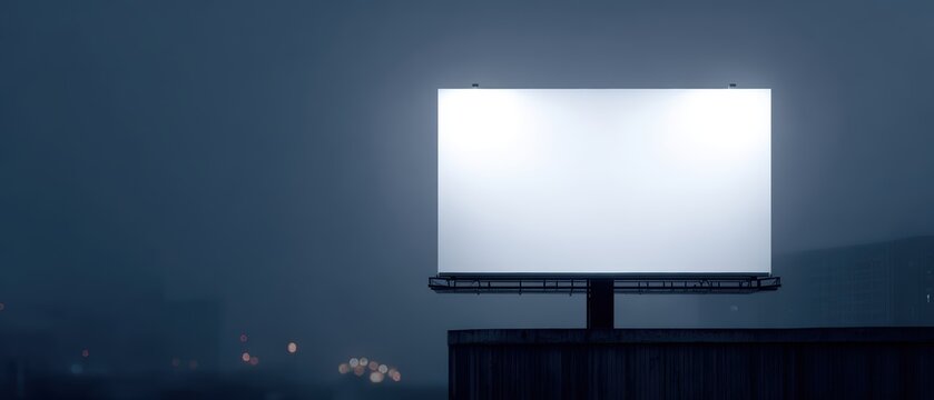 242. blank billboard in urban setting at dusk, advertising mood, natural window light, ample space for text, brand-safe, no logos